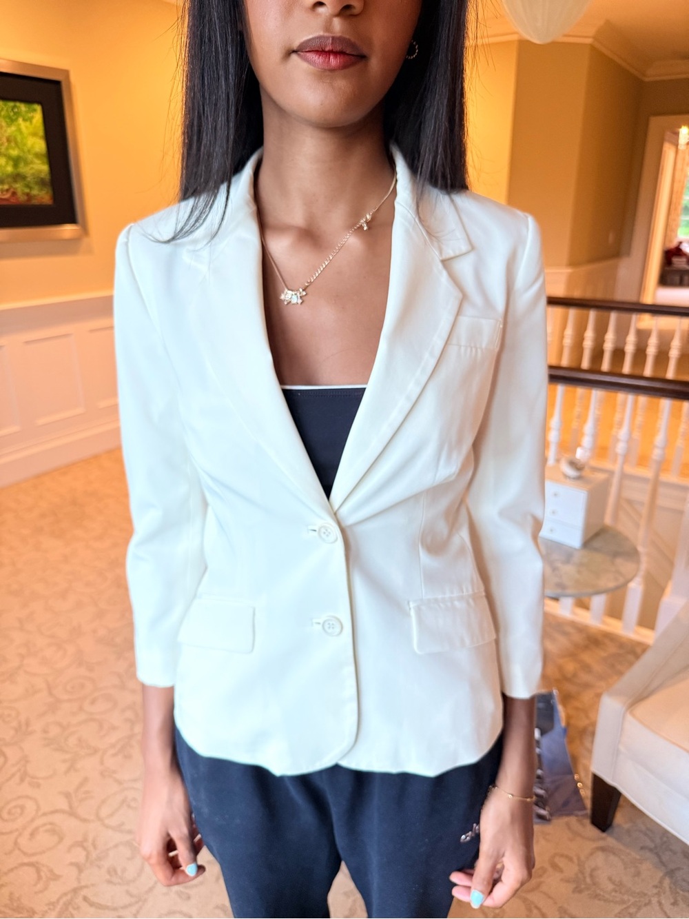Elizabeth and James Cream Single-Breasted Blazer